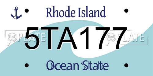 5TA177 Rhode Island License Plate