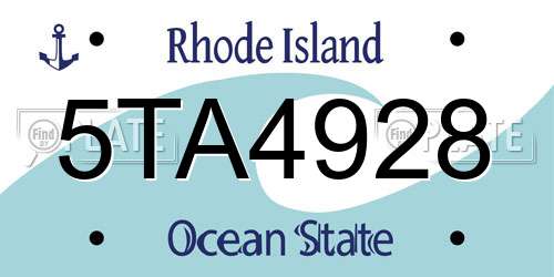 5TA4928 Rhode Island License Plate