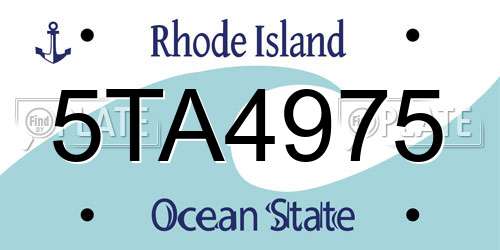5TA4975 Rhode Island License Plate