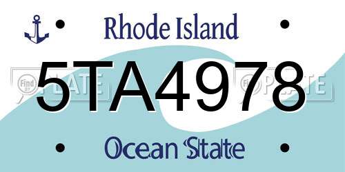 5TA4978 Rhode Island License Plate