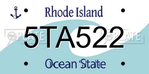 5TA522 Rhode Island License Plate