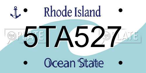 5TA527 Rhode Island License Plate
