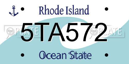 5TA572 Rhode Island License Plate