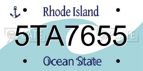 5TA7655 Rhode Island License Plate