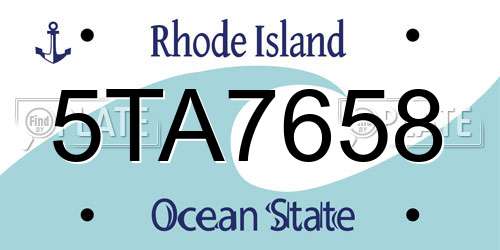 5TA7658 Rhode Island License Plate