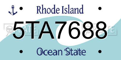 5TA7688 Rhode Island License Plate