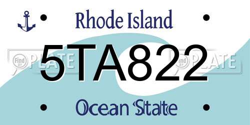 5TA822 Rhode Island License Plate