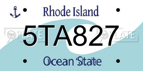5TA827 Rhode Island License Plate