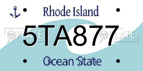 5TA877 Rhode Island License Plate
