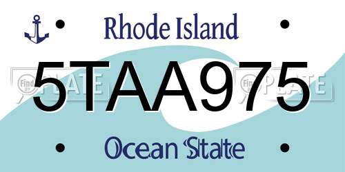 5TAA975 Rhode Island License Plate