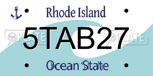 5TAB27 Rhode Island License Plate