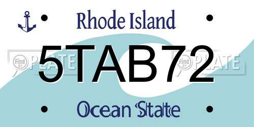 5TAB72 Rhode Island License Plate
