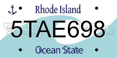 5TAE698 Rhode Island License Plate