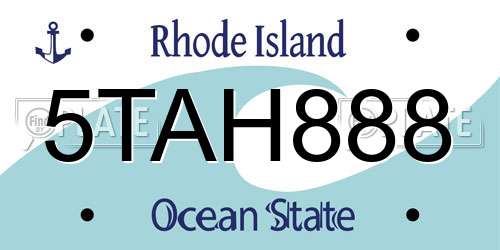 5TAH888 Rhode Island License Plate