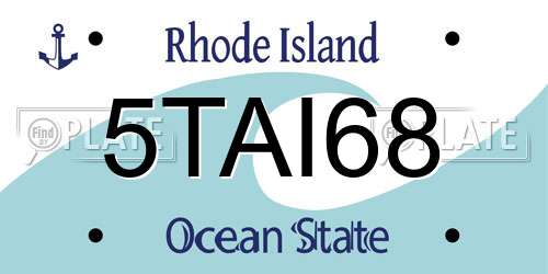 5TAI68 Rhode Island License Plate