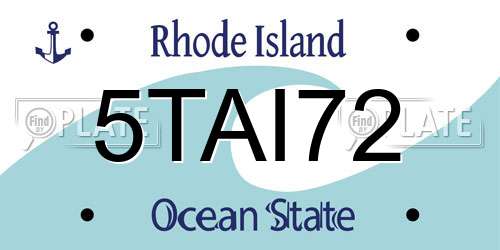 5TAI72 Rhode Island License Plate