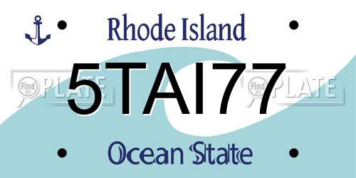 5TAI77 Rhode Island License Plate