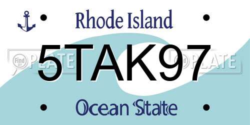 5TAK97 Rhode Island License Plate