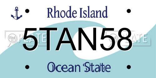 5TAN58 Rhode Island License Plate