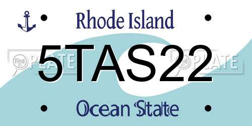 5TAS22 Rhode Island License Plate