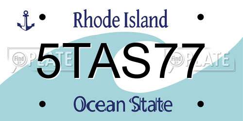 5TAS77 Rhode Island License Plate