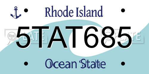 5TAT685 Rhode Island License Plate