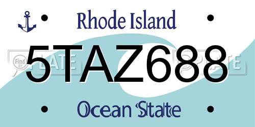 5TAZ688 Rhode Island License Plate