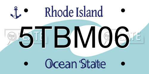 5TBM06 Rhode Island License Plate