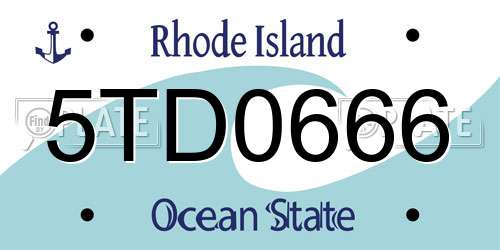 5TD0666 Rhode Island License Plate