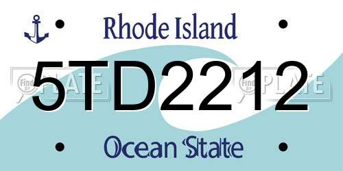5TD2212 Rhode Island License Plate