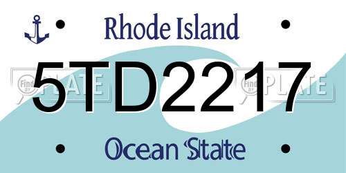 5TD2217 Rhode Island License Plate