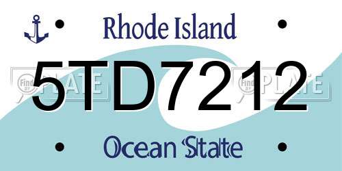 5TD7212 Rhode Island License Plate