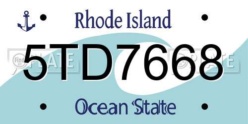 5TD7668 Rhode Island License Plate