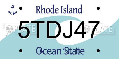 5TDJ47 Rhode Island License Plate