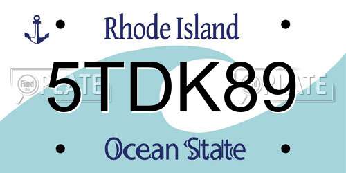 5TDK89 Rhode Island License Plate