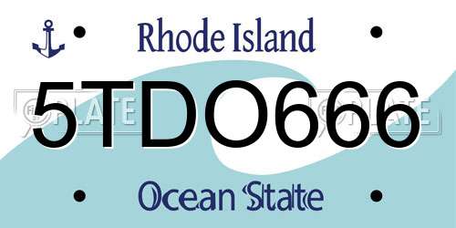 5TDO666 Rhode Island License Plate