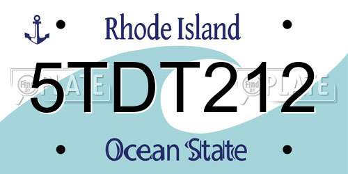 5TDT212 Rhode Island License Plate