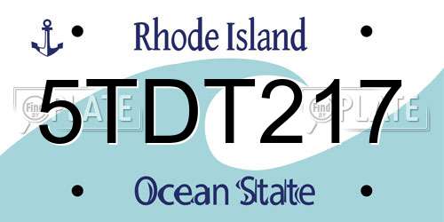 5TDT217 Rhode Island License Plate