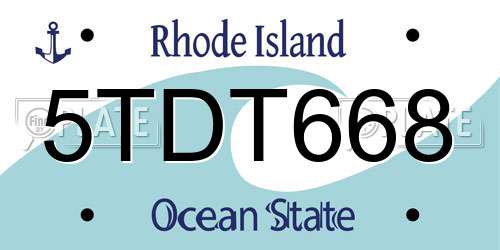 5TDT668 Rhode Island License Plate
