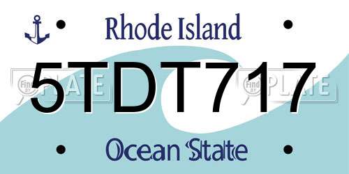 5TDT717 Rhode Island License Plate
