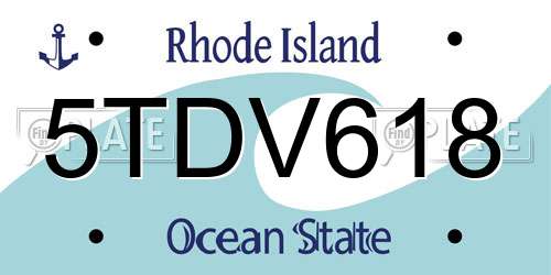 5TDV618 Rhode Island License Plate