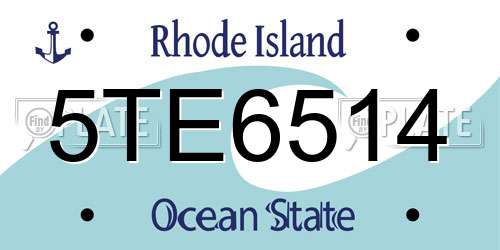 5TE6514 Rhode Island License Plate