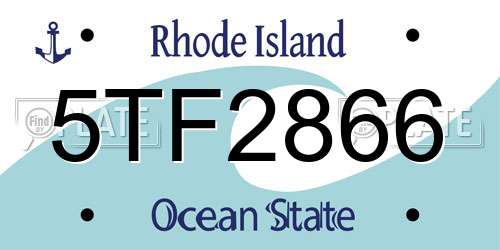5TF2866 Rhode Island License Plate
