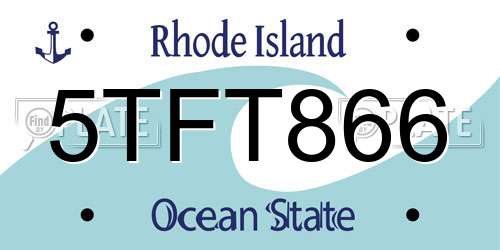 5TFT866 Rhode Island License Plate