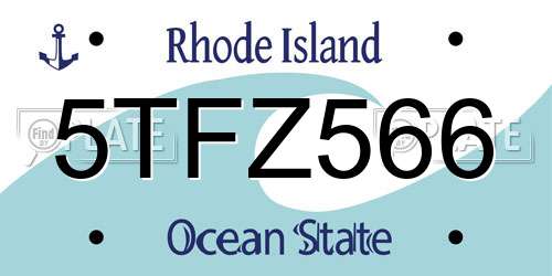 5TFZ566 Rhode Island License Plate