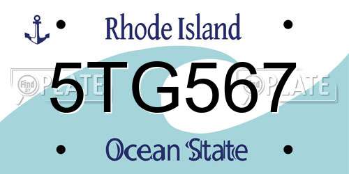 5TG567 Rhode Island License Plate