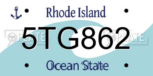 5TG862 Rhode Island License Plate