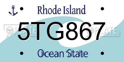 5TG867 Rhode Island License Plate