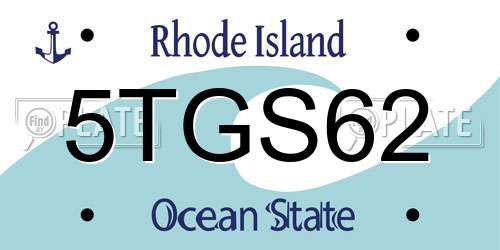 5TGS62 Rhode Island License Plate
