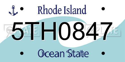 5TH0847 Rhode Island License Plate